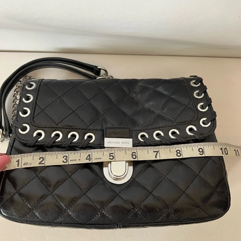 Michael Kors Hippie Grommet Sloan Black Leather Shoulder Bag - Picture 14 of 16